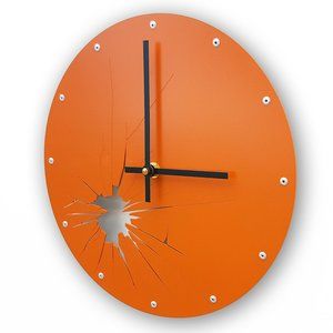 Orange Shattered Metal Wall Clock - Fun Home Decor